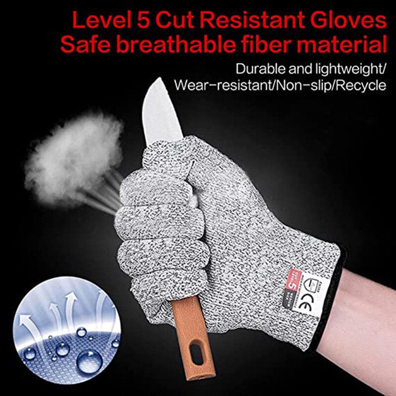 Guanti antitaglio HPPE di grado 5 guanti lavorati a maglia antitaglio da giardinaggio da cucina guanti da taglio per edifici in vetro resistenti all'usura Anti-spine