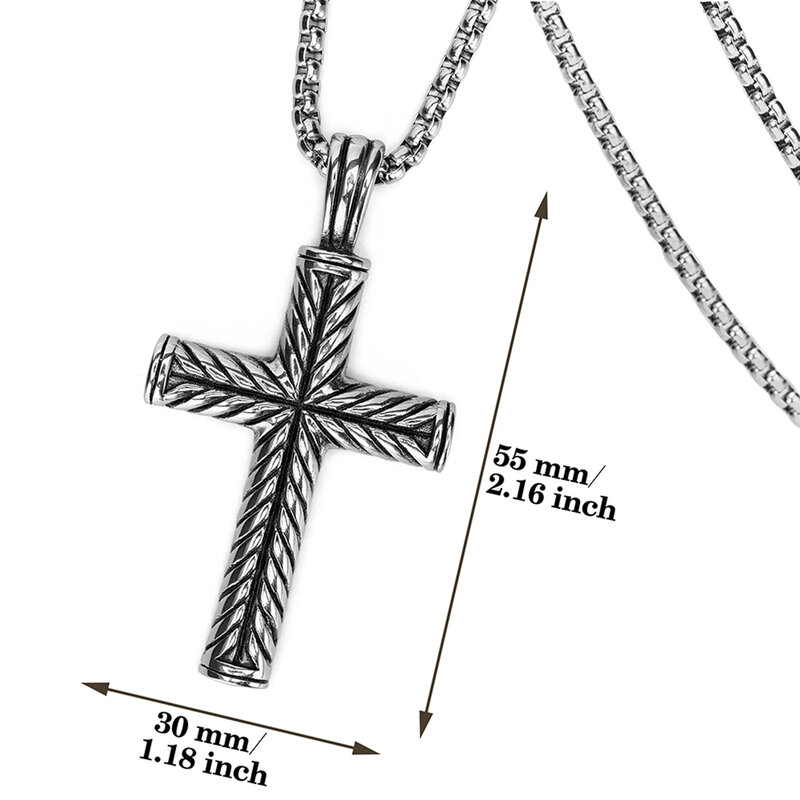 Men's pendant necklace, classic cross stainless steel jewelry, the best holiday gift