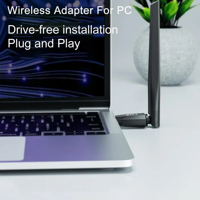 Adaptor USB Bluetooth 5.4, Dongle USB Bluetooth 150M 20M untuk PC Mouse nirkabel Keyboard musik Audio penerima pemancar Bluetooth