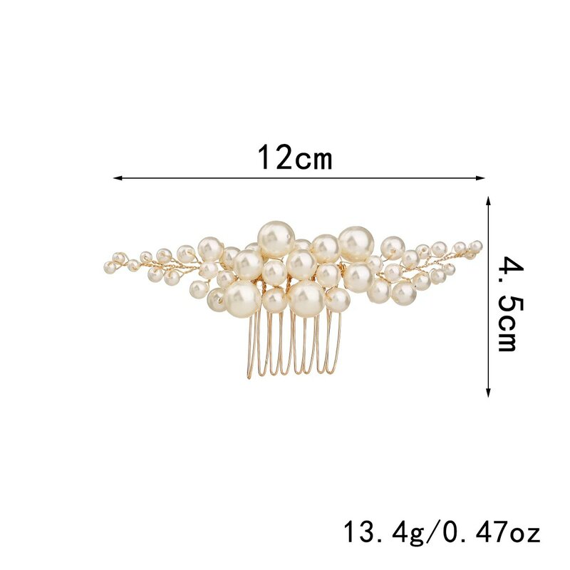 Elegant pearl wedding hair comb bridal side comb piece wedding hair ornament for women and girls(Gold)