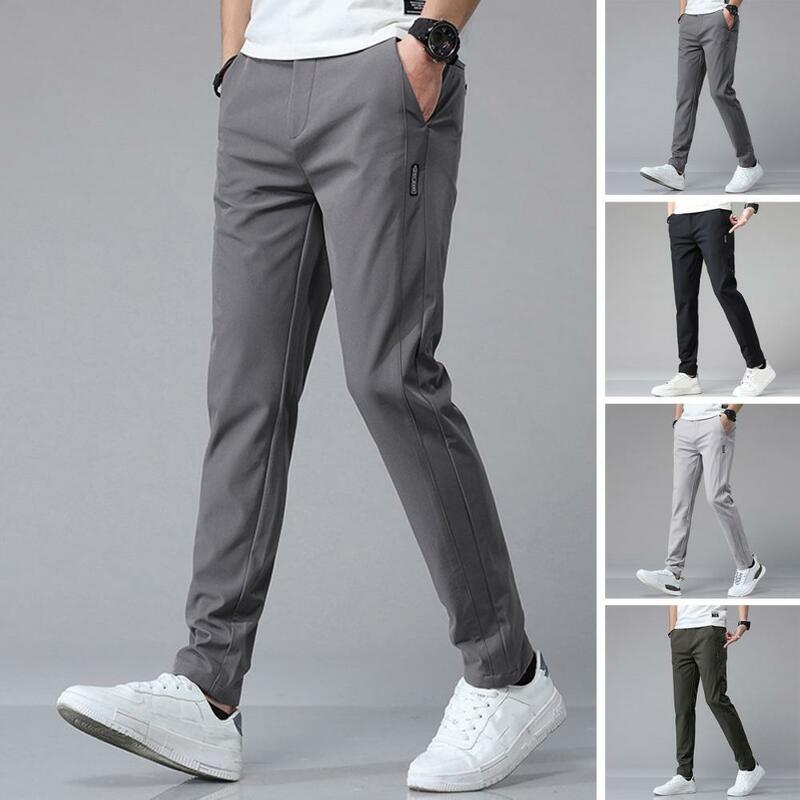 Men Casual Trousers Men's Quick-dry Breathable Sweatpants with Pockets for Spring Autumn Loose Straight Fit Casual Trousers