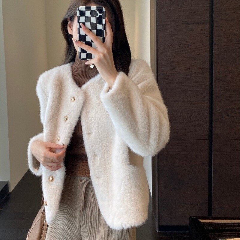 Abrigo de piel auténtica de alta calidad para mujer, chaqueta de invierno cálida y gruesa, abrigo de piel Real, 23