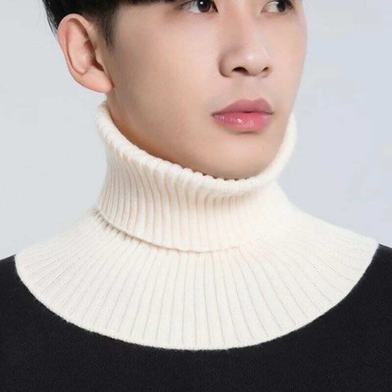 Men's Scarf Solid Pullover Fake Collar Winter Cycling Guard Neck Sleeve Warm Knitted Fake Collar Elastic Scarf Free Shipping