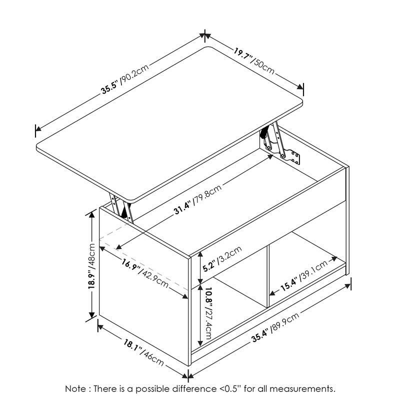 Furinno-mesa de centro elevable, mueble Americano, 3 jsen