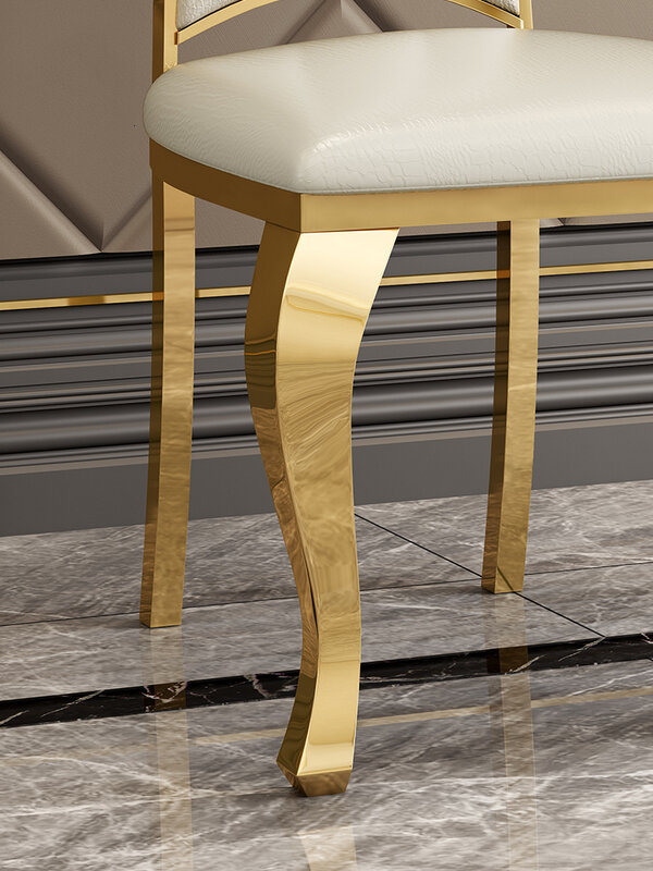 Cadeiras de metal de couro da combinação da cadeira de jantar do hotel da cadeira de jantar de aço inoxidável personalizada do ouro