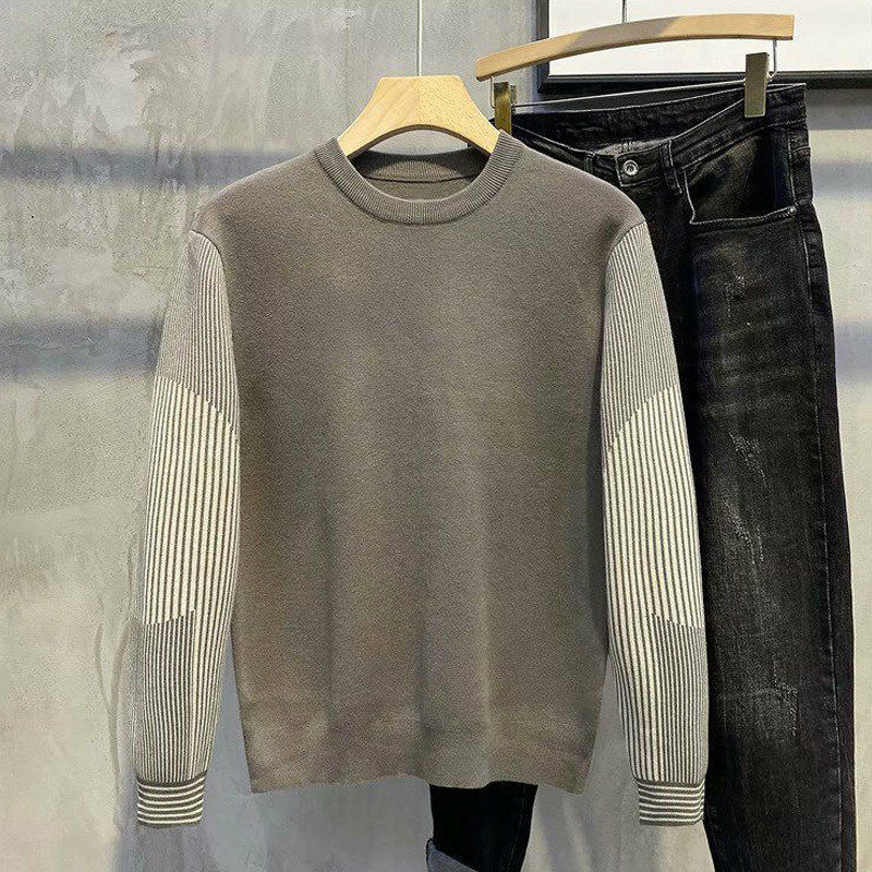 Suéter de punto a rayas para hombre, jersey de manga larga a la moda coreana, informal, para negocios, otoño e invierno, 2022