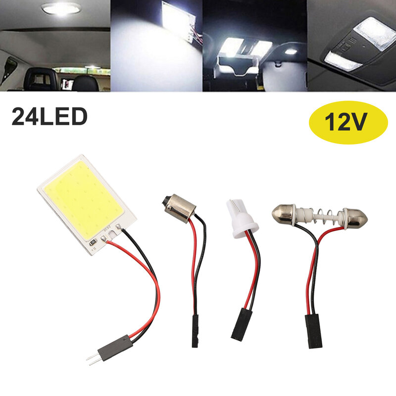Lampu baca dalam mobil T10 C5w Ba9s soket COB LED Panel lampu 12V Super putih 6000k konsumsi daya rendah T10 soket Wedge