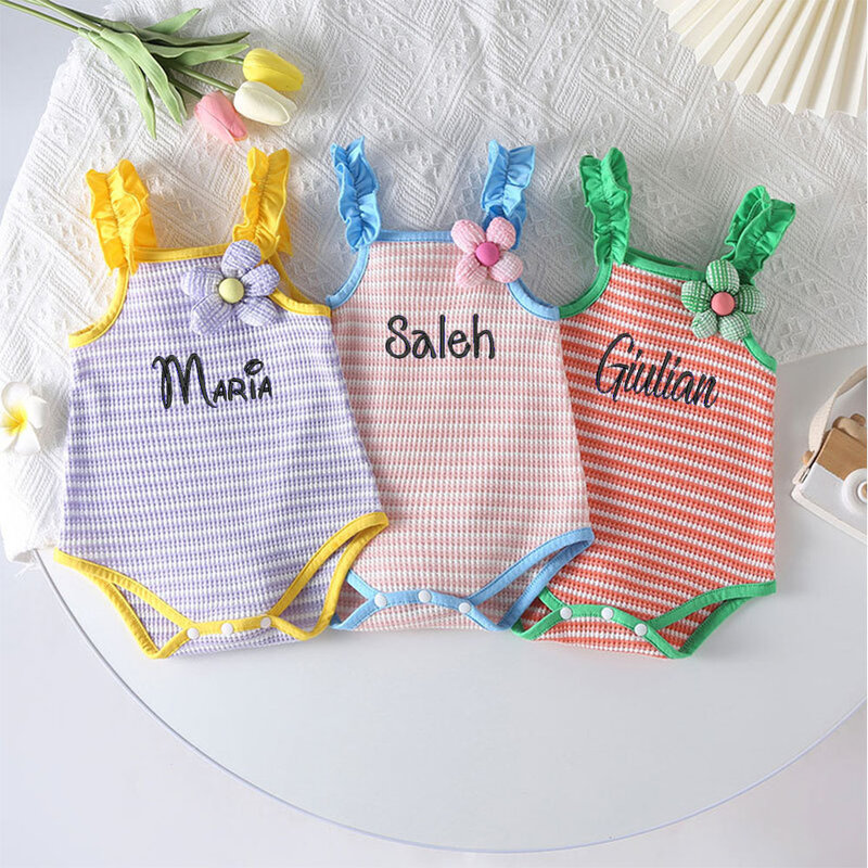 Nuovo pagliaccetto personalizzato personalizzato ricamato nome monogramma Baby Outfit Baby Shower personalizzato Baby Girl Outfit