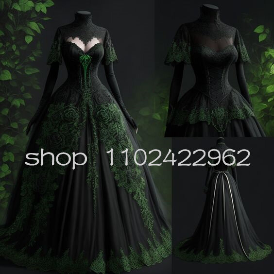 Black Forest Gothic Wvening Formal Dress Long Sleeve Medieval Fantasy Fairy Lace Cosplay Elven Costume Movie Prom party gown