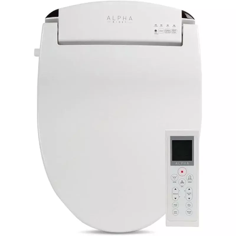 ALPHA BIDET JX-Siège de toilette bidet allongé, blanc, eau chaude sans fin, lavage arrière et avant, lumière LED, télécommande sans fil