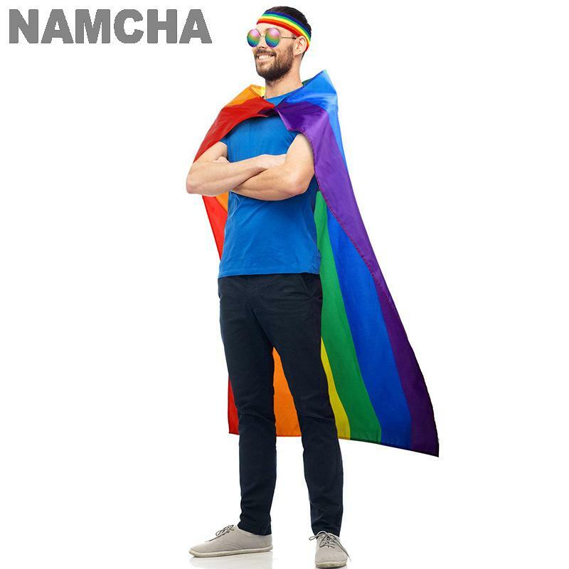 Capa con bandera de arco iris LGBT, chal de orgullo para el mes, bandas para el pelo, lazo elástico, diademas con impresión Digital, suministros para fiestas y vacaciones, 2024