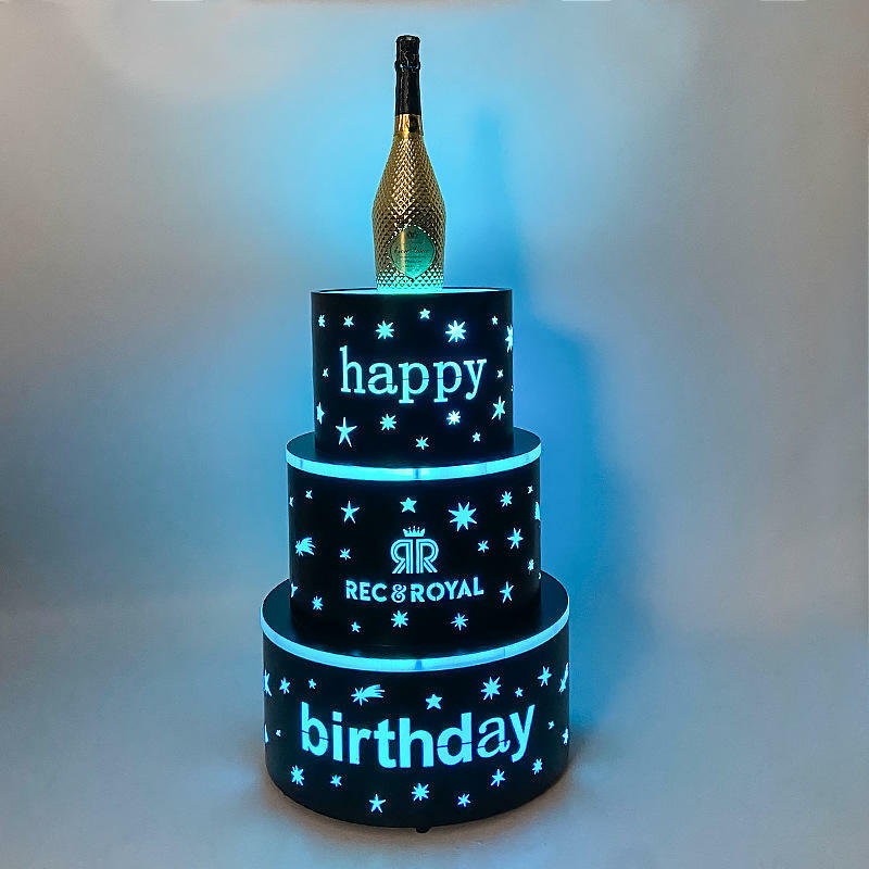 تخصيص ليلة نادي الشمبانيا Vip كعكة عيد ميلاد سعيد تمجيد VIP خدمة 3 طبقات LED زجاجة كعكة مقدم