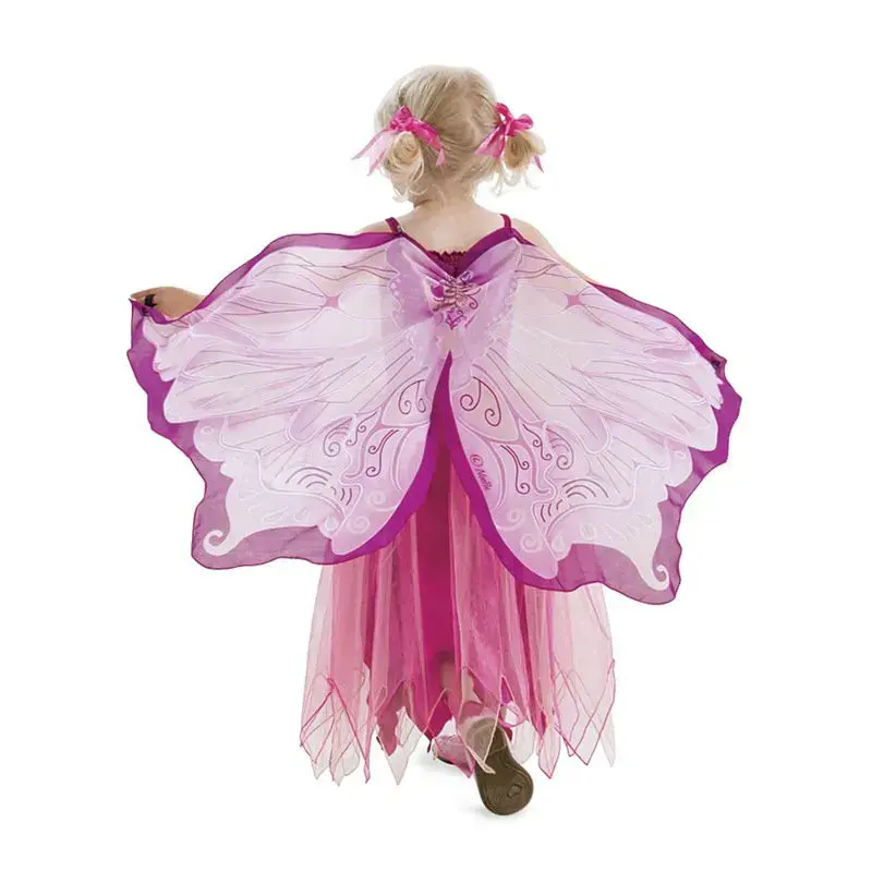 Kostum Halloween anak perempuan, properti pertunjukan panggung Natal, sayap malaikat, sayap kupu-kupu anak-anak,