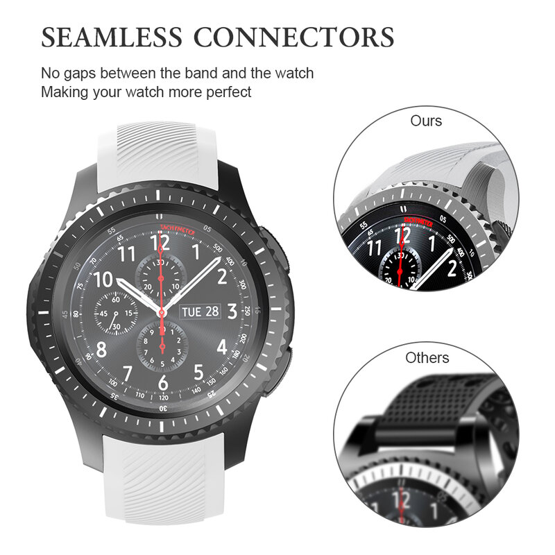 Tali silikon 22MM untuk jam tangan pintar Samsung Gear S3 Frontier/Gear S3/Galaxy Watch 46MM tali pengganti jam tangan pintar