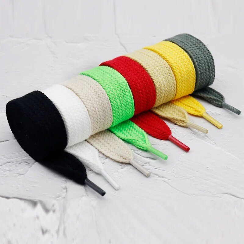 8 Farben einlagig breit flach Typ Polyester Baumwolle Schnürsenkel 2cm breit einfarbig Freizeit schuhe Männer & Frauen benutzer definierte mehrfarbig