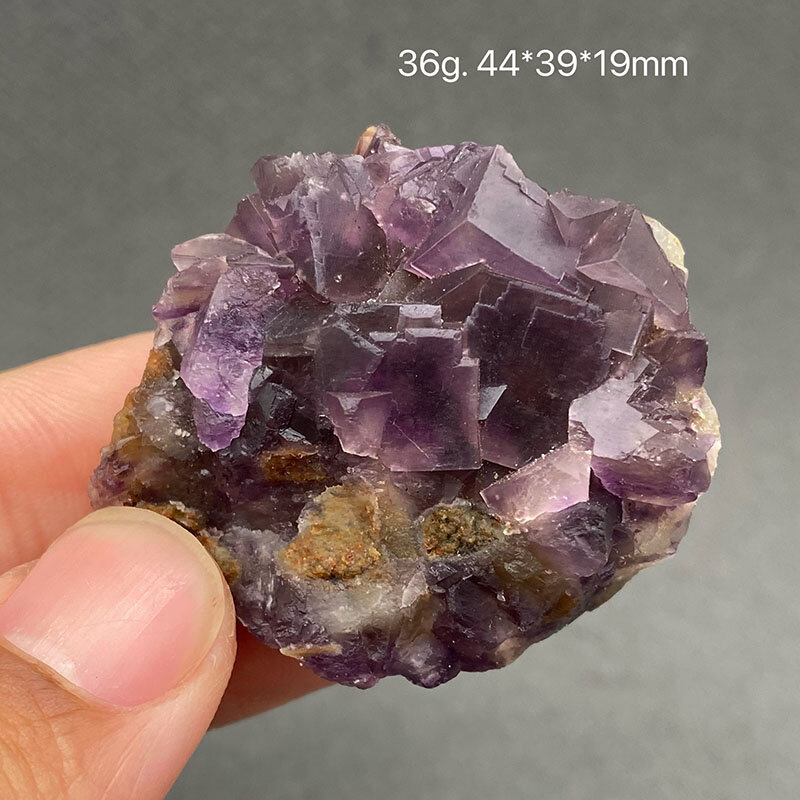 Colección de gemas de cristal curativas de fluorita púrpura 100% natural, mineral en bruto, espécimen