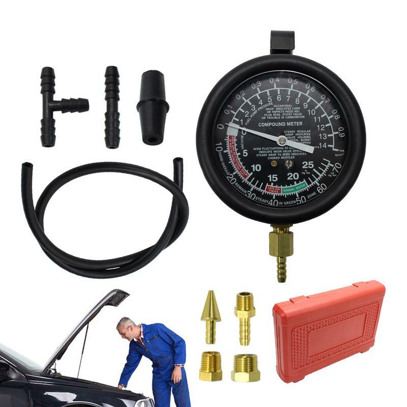 Dual Scale Automotive Vacuum Tester Gauge Auto Carburetor Pressure Tester kit Vacuum Pressure Tester with Portable Carrying Box