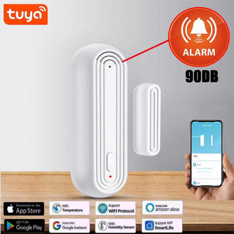 Tuya Smart Wifi Alarm Deur Raam Sensor App Bediening Usb Draadloze Deur Magnetische Detector Alexa Voice Control Intelligente Koppeling