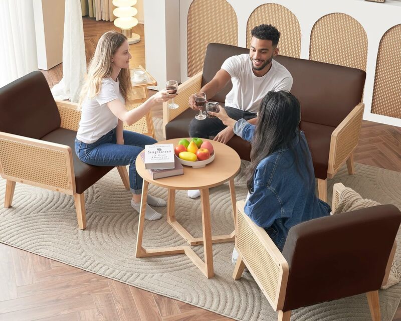 Диван из ротанга, диван-стул для гостиной с подлокотником из ротанга, набор диванов для влюбленных, бархатное коричневое кресло