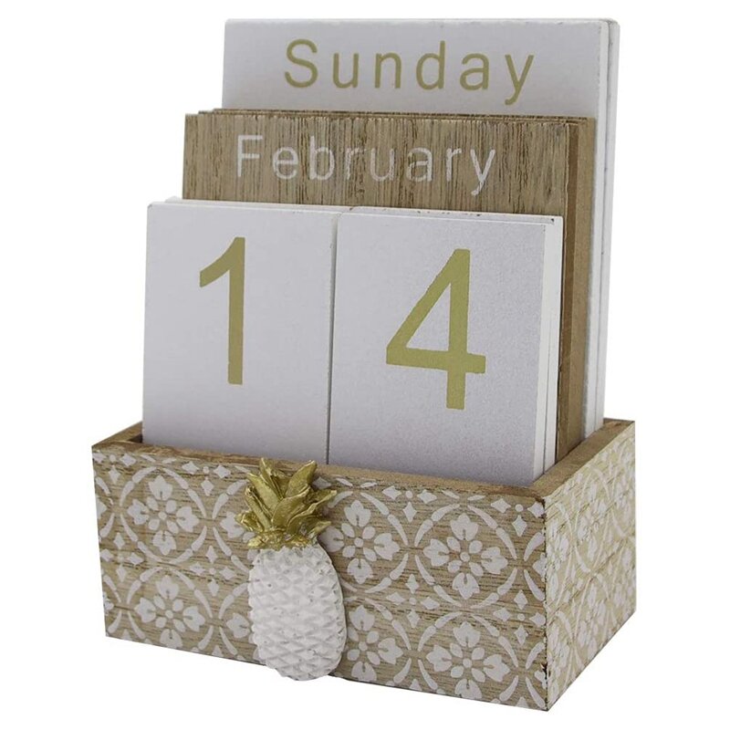Drewniane klapki biurko bloki kalendarz, Perpetual deski/stół wyświetlanie kalendarza, dla domu/dekoracja biurowa, 11.5X6.5X14.5CM