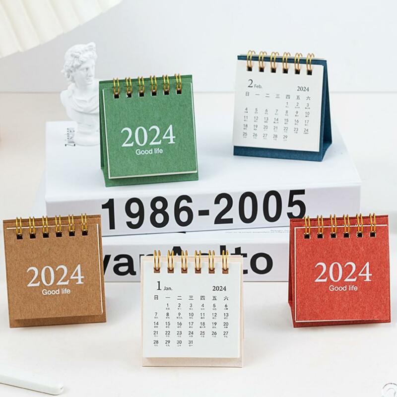 Mini bobina de calendario de escritorio, libro de Plan, espiral, página, fecha de giro, grabación, 12 calendario mensual, suministros escolares de oficina