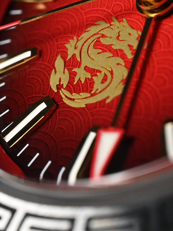 San Martin-Relógio Luminoso Masculino, Ano do Dragão, Limited, Estilo Chinês, NH34, GMT, Automático, Impermeável, 100m, SN0129, 39mm, 2024