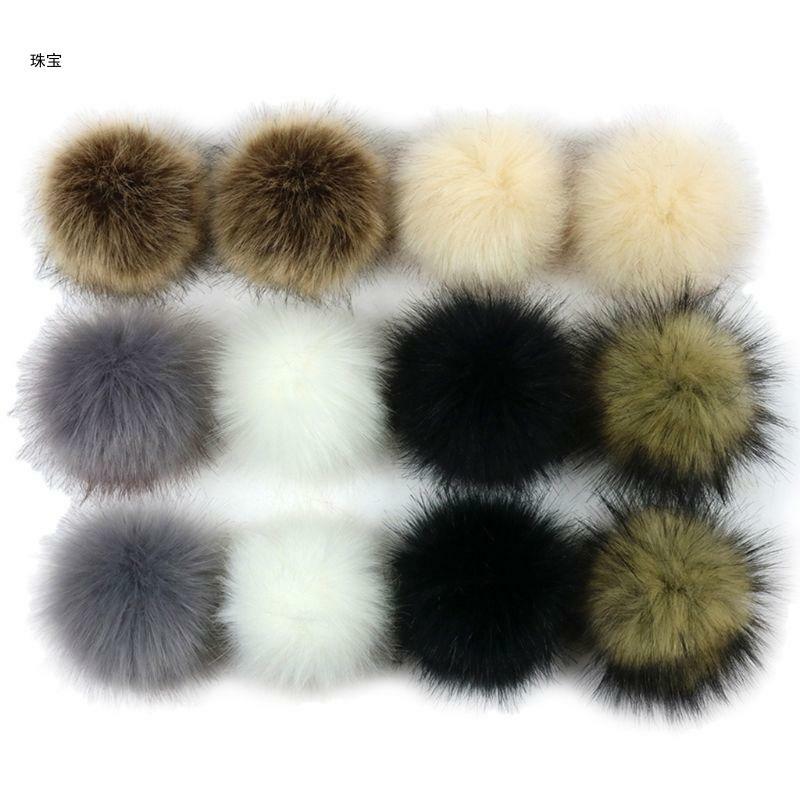 X5QE con pompon soffici in pelliccia sintetica multicolore da 12 pezzi con elastico per cappello