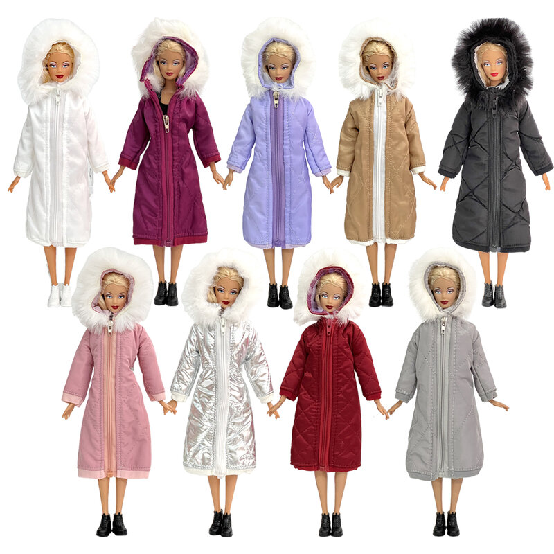 NK 1 pz cappotto di moda per bambola Barbie giacca di cotone abito invernale vestiti lunghi cappotto di pelliccia per 1/6 BJD accessori per bambole giocattolo JJ