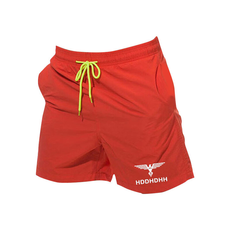 HDDHDHH-Shorts de marca masculina estampada, material de alta qualidade, treino casual confortável, bolsos com cordão, elástico na cintura