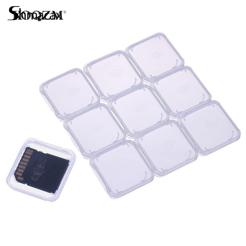 10pcs Transparent Plastic SD Memory Card Case Holder Box Storage Boxes Memory Card Clear Case Holder Protector