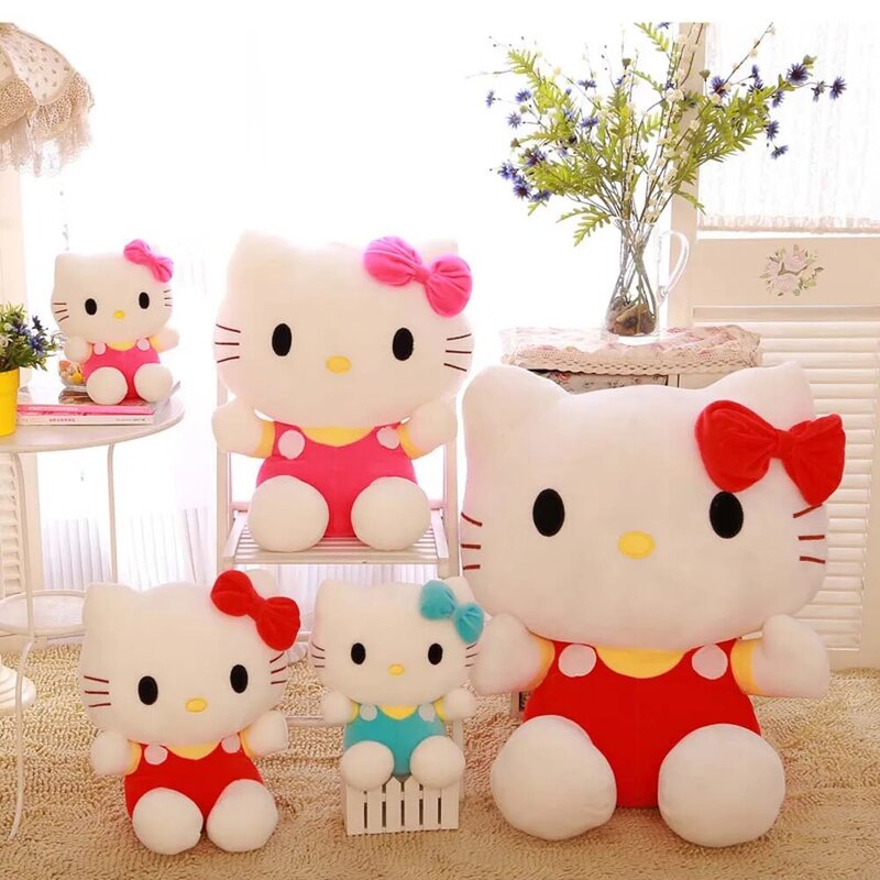 Juguetes de peluche de Hello Kitty, muñeco suave de la película Sanrio KT Cat, kawaii, regalo de Navidad para bebé, 20cm
