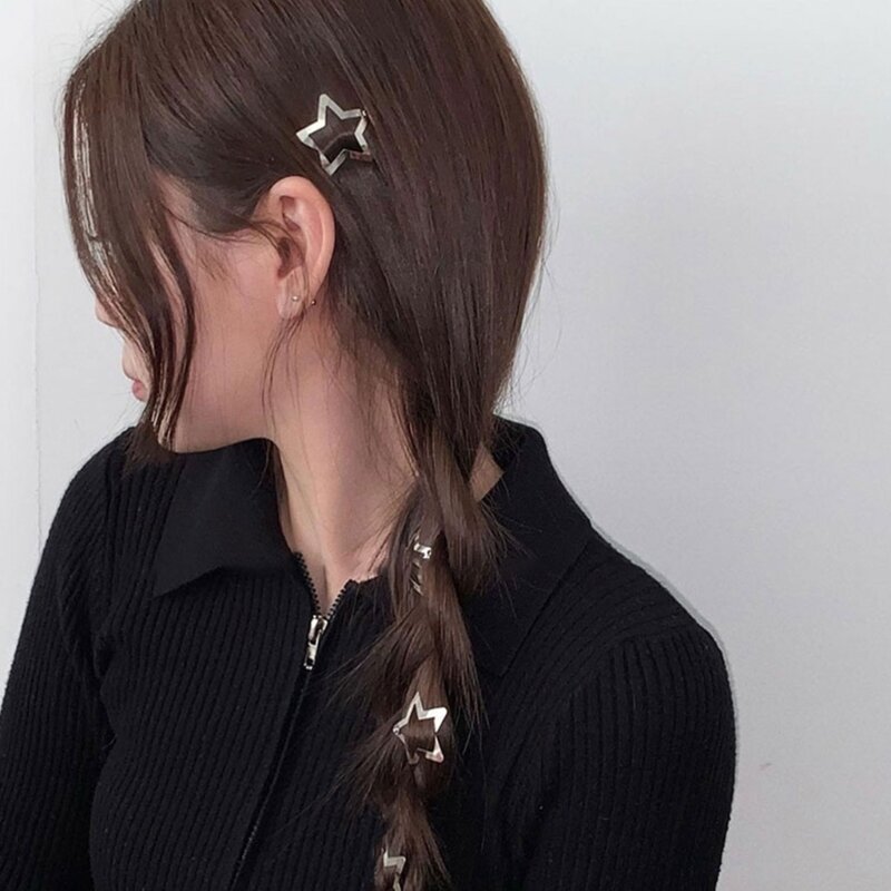 Y2k 90s Aesthetic Metal Star Hairpin for Woman Sweet Charm Hair Clip