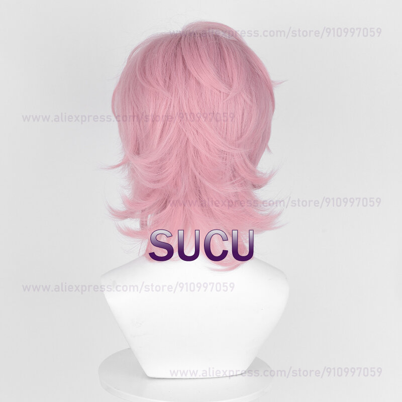 Anime Ayato Yuri Cosplay Wig 40cm Short Pink Hair Heat Resistant Synthetic Hair Halloween Party Wigs + Wig Cap