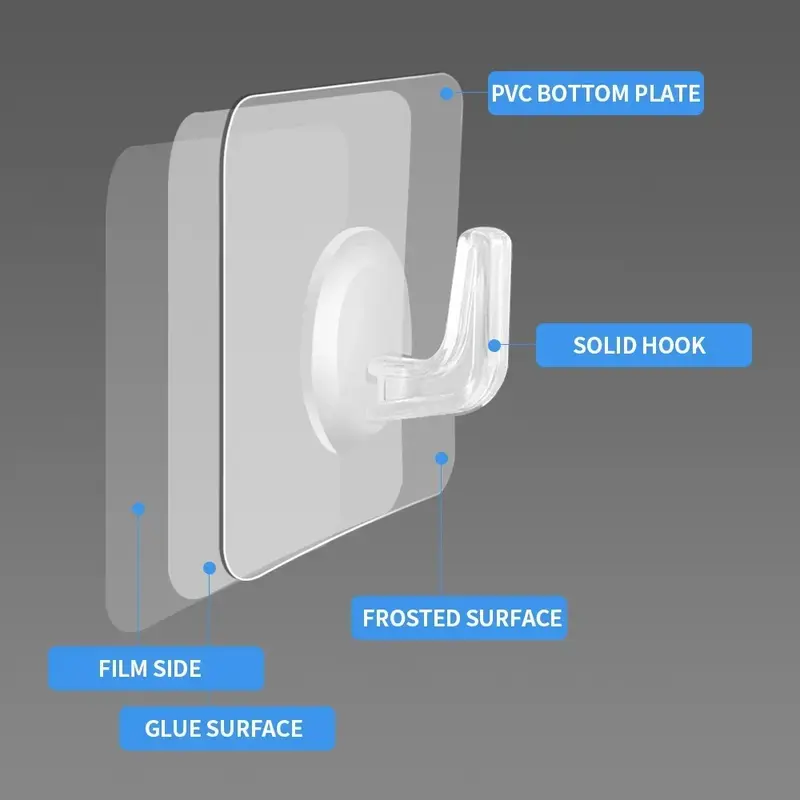 5-50 buah transparan diri perekat kait pintu dinding dipasang gantungan kait hisap beban berat rak dapur kamar mandi penata pemegang