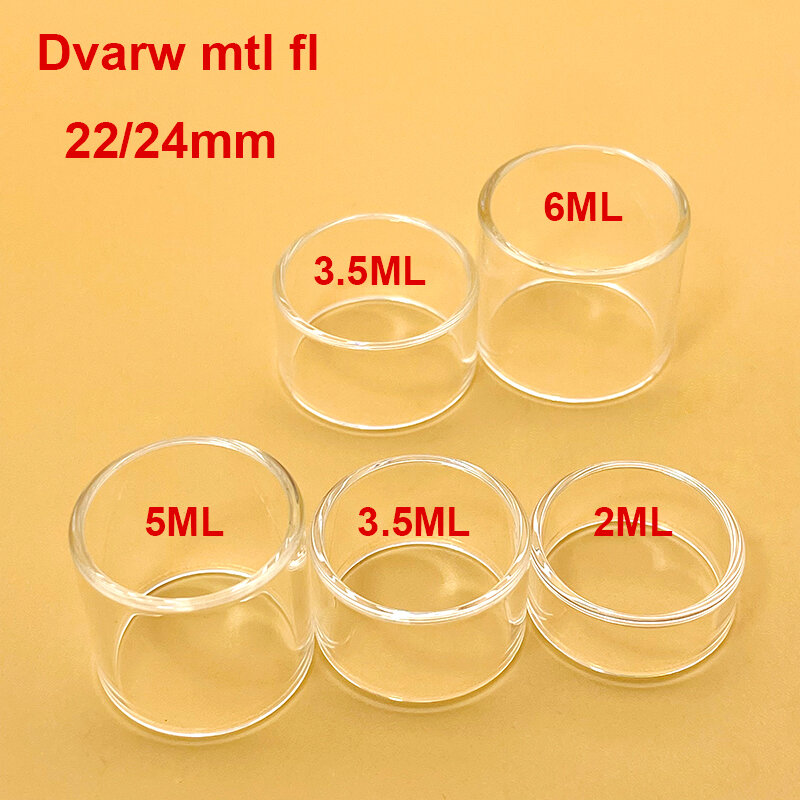 Tubo de vidrio transparente, vidrio recto de repuesto para Dvarw MTL FL de 22mm /24mm con cubierta e insertos AFC, 2ml/3,5 ml/5ml/6ml