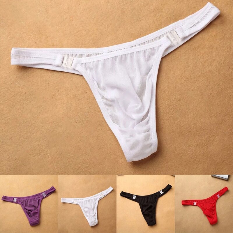 Men G-String Thong Ultra Thin Panties Shorts See-through Solid Underwear Sexy Underpants Trunks Briefs Breath Sensual Nightwear