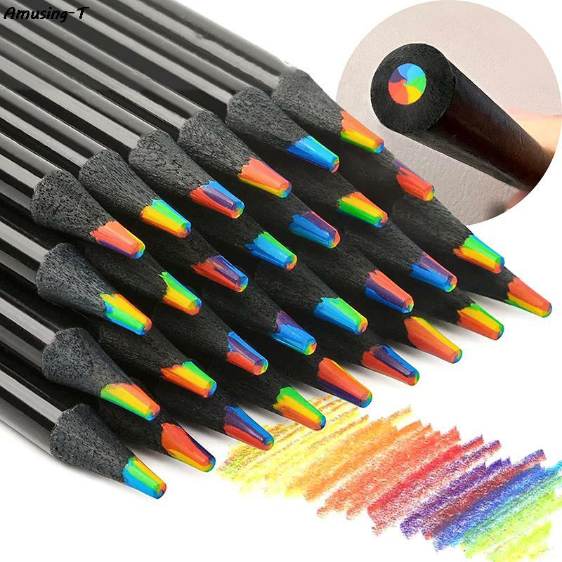 1 szt. 7 kolorów gradientu tęczy ołówki w kolorze Jumbo kredki wielokolorowe ołówki do rysunek artystyczny kolorowania szkicowanie losowe