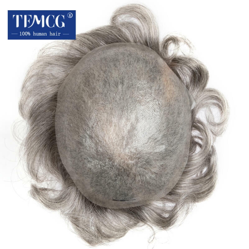 Uomini parrucchino pelle Ultra sottile 0.03mm sistema di sostituzione dei capelli umani naturali parrucca maschile protesi capillare dei capelli parrucca uomo capelli Remy