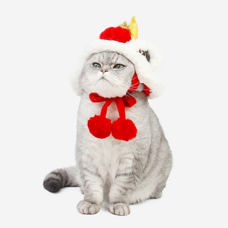 Sombrero de baile de León de estilo chino para perro, sombrero de León de Año Nuevo para mascotas, accesorio de cabeza de león decorativo, cálido y suave
