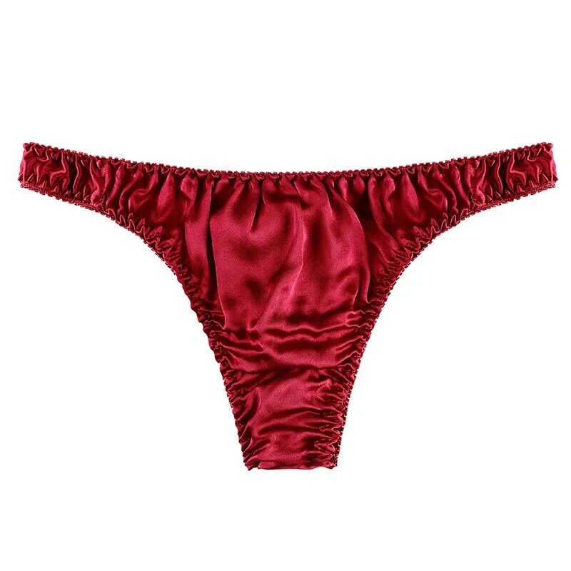 Men's Thong Underwears Fashion Low-Rise Sexy Breathable Mulberry Silk G-Strings Thongs Men Underpants Low Waist T Back Underwear