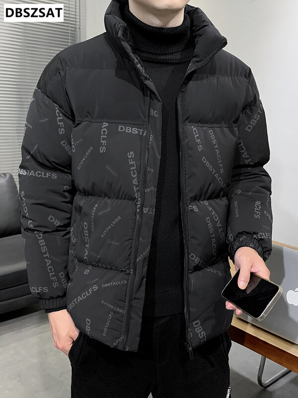 2023 New Men's Winter Jacket Warm Parka Fashion Patchwork Letter Print Windproof Thick Thermal Casual Coat Plus Size 6XL 7XL 8XL