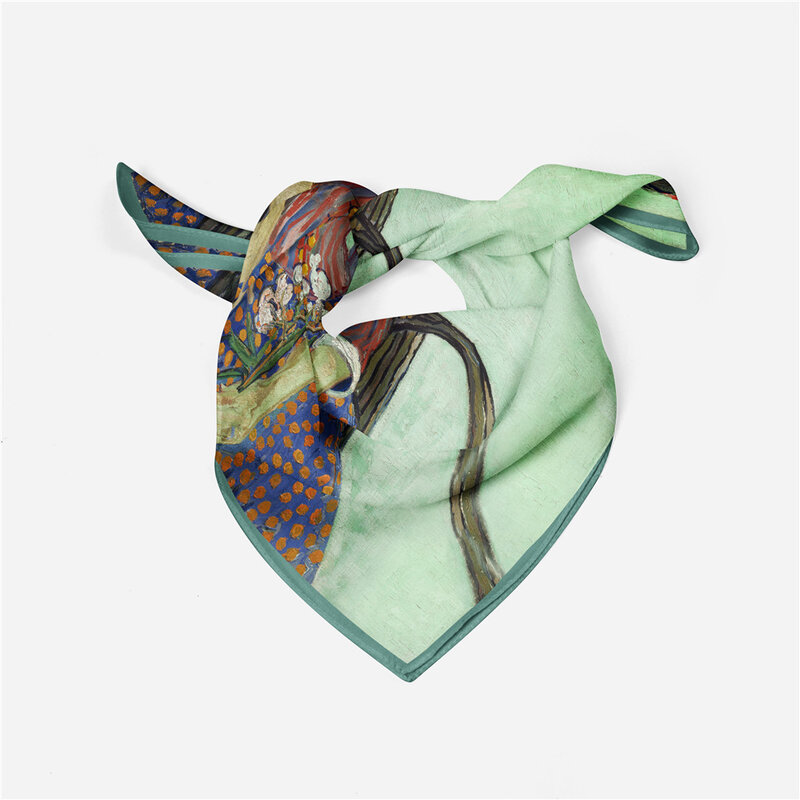Женский шелковый шарф с саржевым переплетением, 53 см