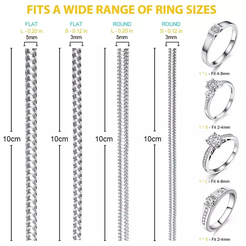1/4 szt. Narzędzia do reduktora rozmiaru pierścienia spiralne pierścienie na bazie sprężyn regulują niewidoczny przezroczysty napinacz do zmiany rozmiaru narzędzie do ochrony biżuterii