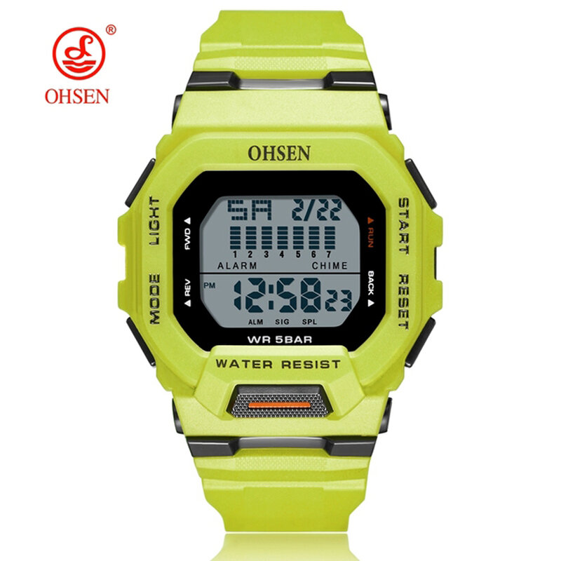 Ohsen-デジタルスポーツウォッチ,5気圧防水腕時計,多機能,男性と女性向け