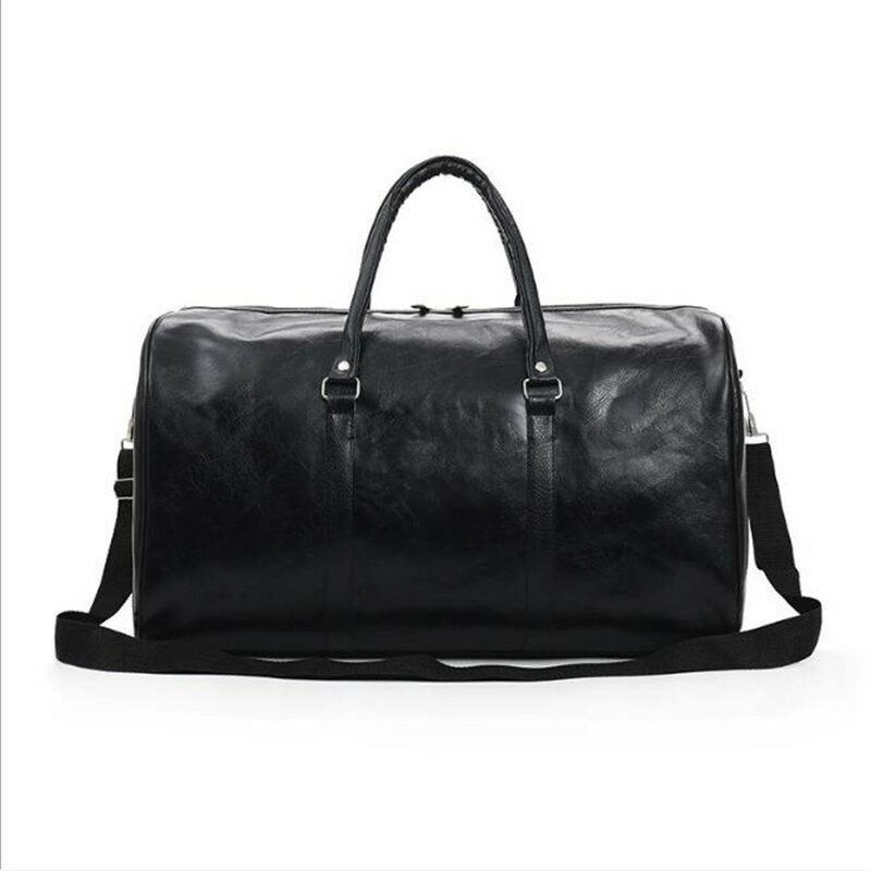 Кожаная дорожная сумка, большая спортивная сумка с отдельным карманом для фитнеса, чемодан на плечо, модная черная мужская сумочка из искусственной кожи на молнии