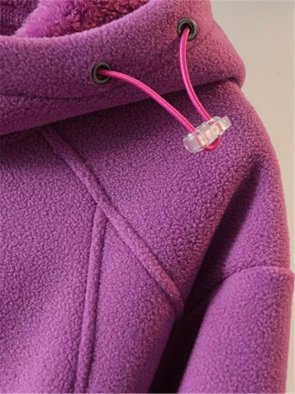 Suéter feminino de pelúcia dupla face com capuz, jaqueta casual para senhoras gordas, criptografada, plus size, outono e inverno
