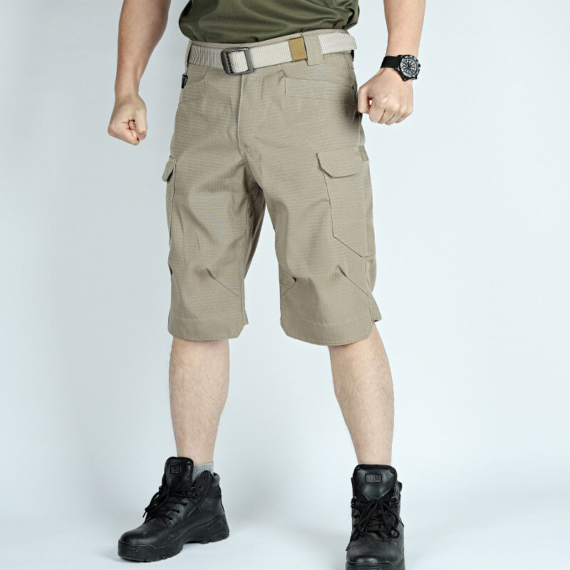 Calção de camuflagem militar masculino, calça cargo impermeável de secagem rápida, bolso múltiplo do exército, resistente ao desgaste, tático, verão