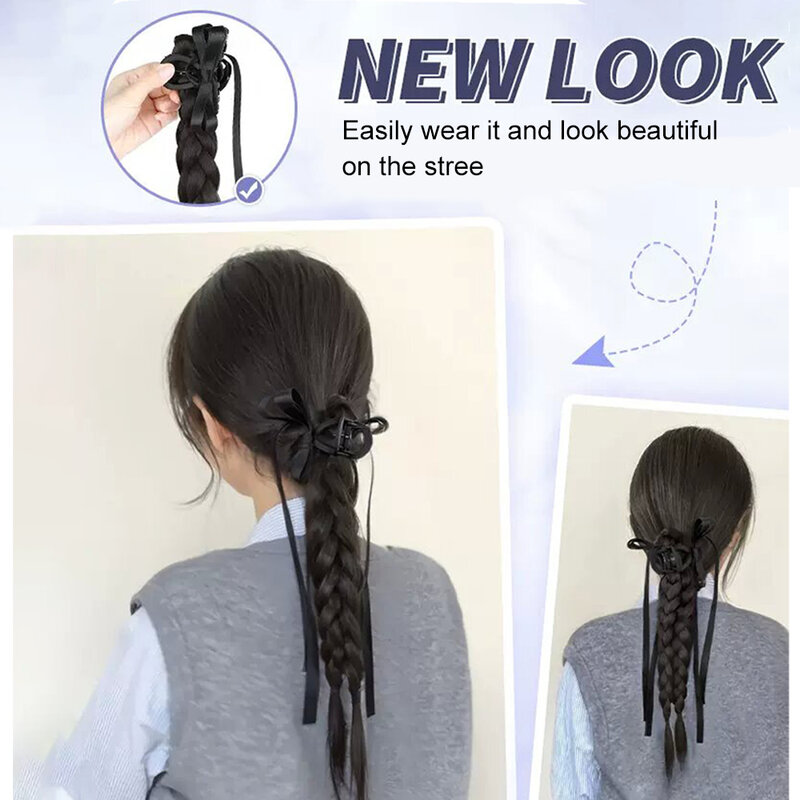 ALXNAN HAIR braid female ponytail millennial bow grip style boxing braid braided synthetic ponytail