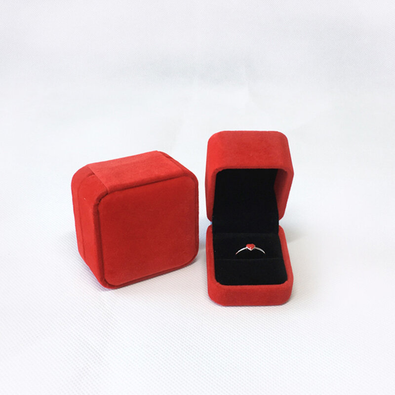 Velvet Mini Square Jewelry Box, Brincos Ring Organizer, Display Case, Armazenamento De Anéis De Casamento, Caso De Proposta, Amantes Presente