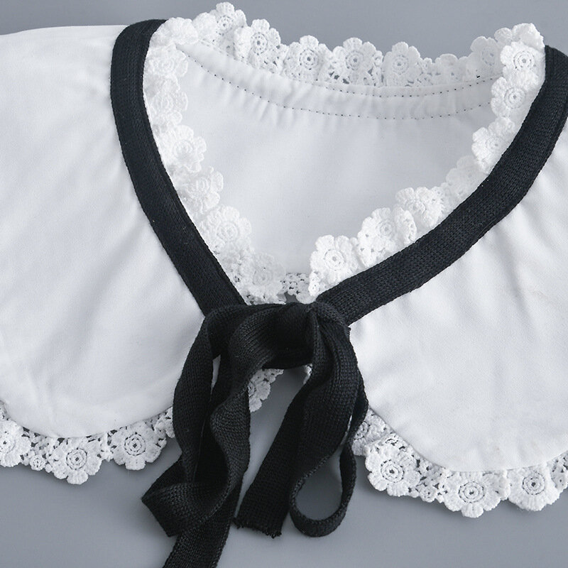 Vintage Lapel ปลอมคอไหล่ผ้าคลุมไหล่หญิงสีขาวที่ถอดออกได้เสื้อที่ถอดออกได้ Neckwear ปลอม